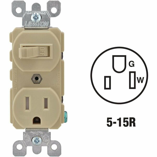 Leviton Ivory 15A Commercial Grade Switch & Outlet R51-T5225-0IS